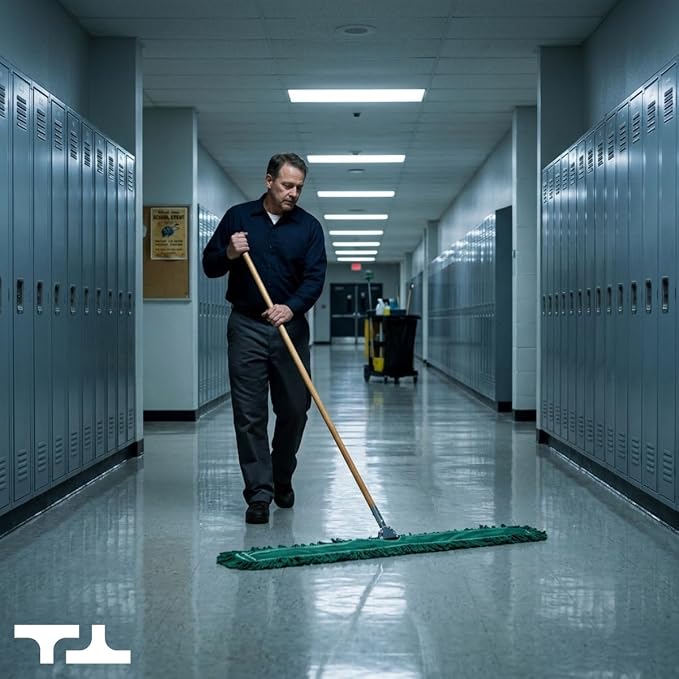 24 Inch Green Commercial Dust Mop & Floor Sweeper – Wood Handle Floor Mop for Tile, Hardwood & Concrete