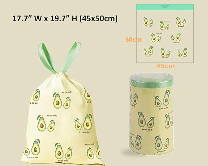 75 Counts 4 Gallon Trash Bags - 1.1 Mil Thick Drawstring small trash Bags for Bathroom, Kitchen, Bedroom, Office Toilet Home (Green-Yellow, 75Counts)