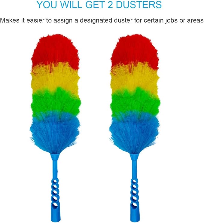 4 Pack Upgrade 19” Static Duster Beandable and Washable - More Fibers Bigger Head Less Loss of Fiber Duster