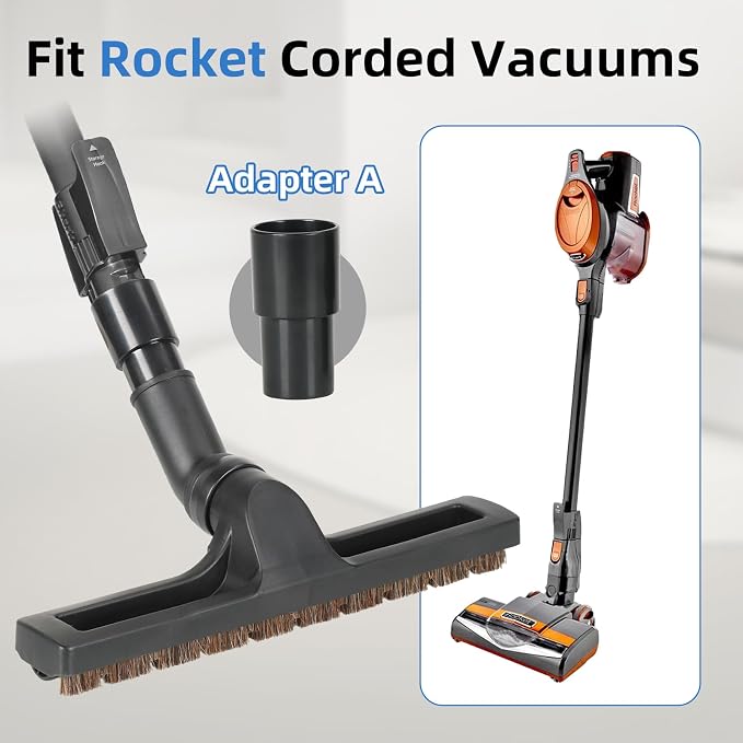 Hardwood Floor Brush Vacuum Attachment Compatible with Shark Corded Stick Rocket HV301 HV322, 1-1/4" Horsehair Brush Accessory with Adapter (Hardfloor Brush)