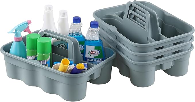 Plastic Cleaning Supply Caddy with Handle, Carry Caddy Tote, 6-Pack | Commercial Clean Caddies for Restaurants, Hotels, Offices, Supermarkets