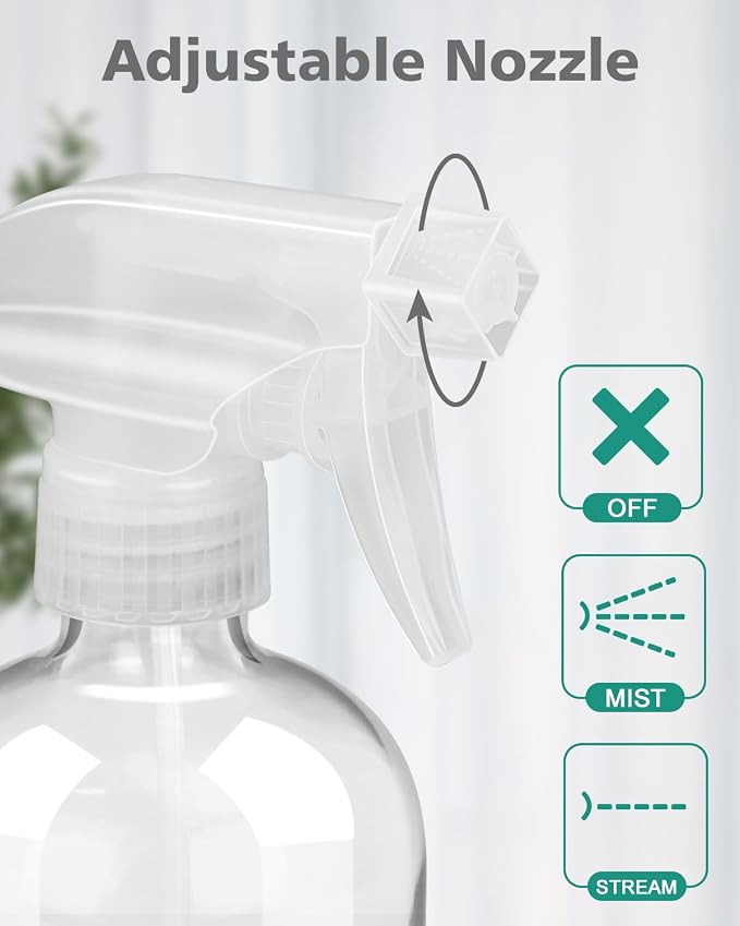 Glass Spray Bottles for Cleaning - 16 oz Spray Bottles with Silicone Sleeve | Adjustable Nozzle, Refillable, Mist&Steam, Leak-proof, Anti-slip, Spray Bottles for Hair, Cleaning Solutions, Plants, Green