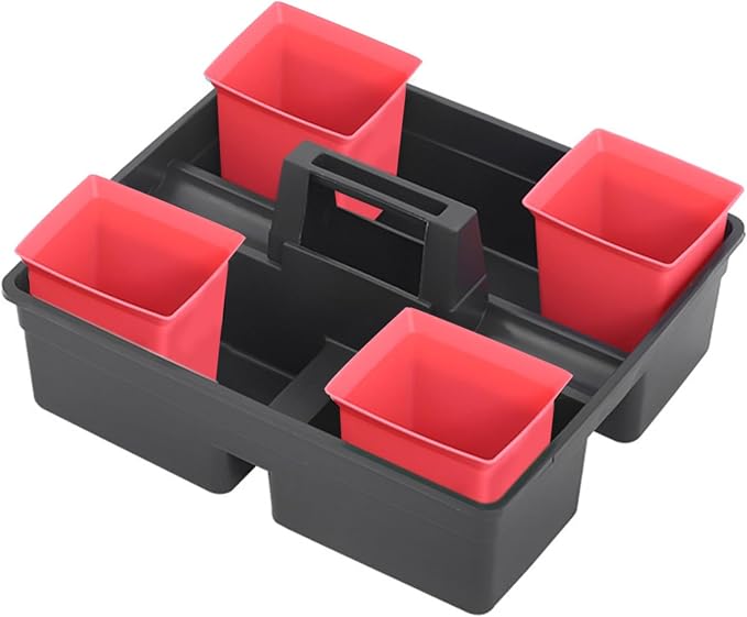 Alipis Plastic Shower Organizer Bin Stackable Utility Basket for Cleaning Supplies and Bathroom Essentials Portable Red Storage for Housekeeping Tasks