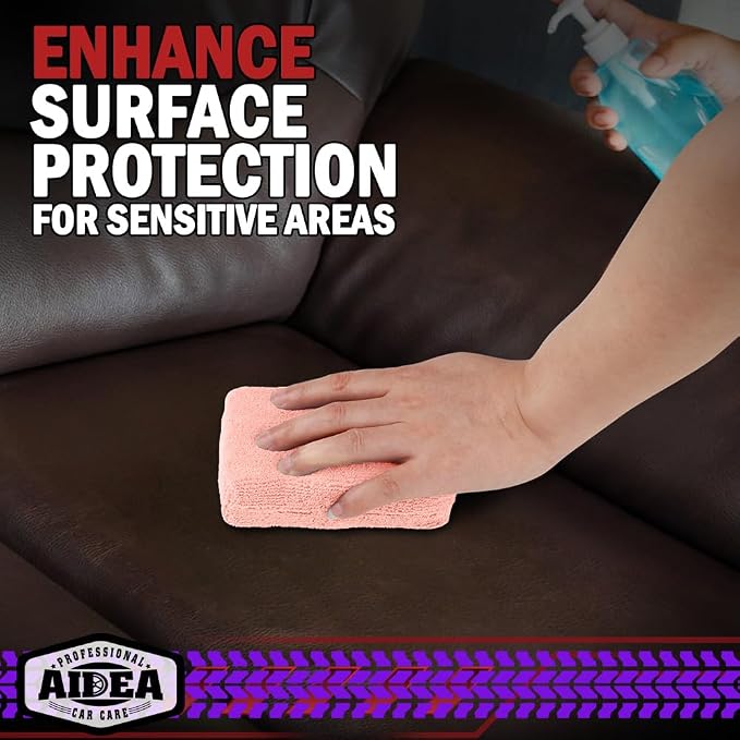 AIDEA Microfiber Applicator Pads-8 Pack, Car Wash Sponge, Pink | Premium Microfiber Sponge and Cleaning Pads, Perfect for Effortless Wax, Sealant, Car Detailing Supplies