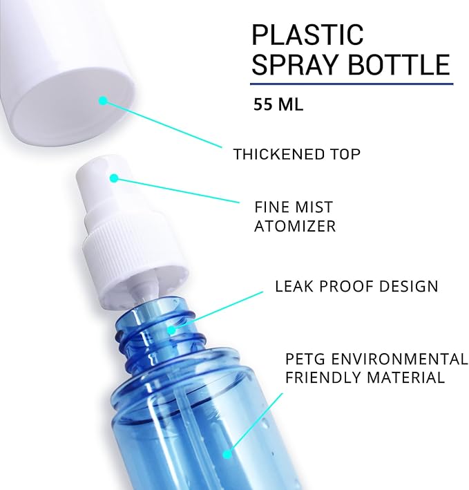 YOCASII 3PCS Mini Spray Bottle, 1.9oz Travel Spray Bottles Tsa Approved, Clear Mister Atomizer Travel Size, Pocket Small Spray Bottle for Hair Spray, Toners & Face