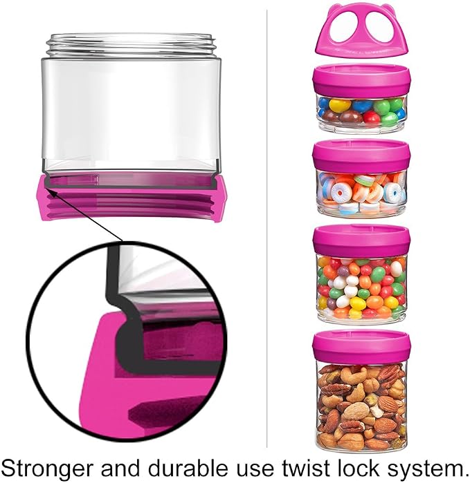 SELEWARE Red Stackable Snack Containers for Kids Toddlers Adults, 31oz | Portable Food Storage Containers for Snacks Formula Powder Drinks and Travel, Twist Lock System Airtight Leak-proof BPA Free