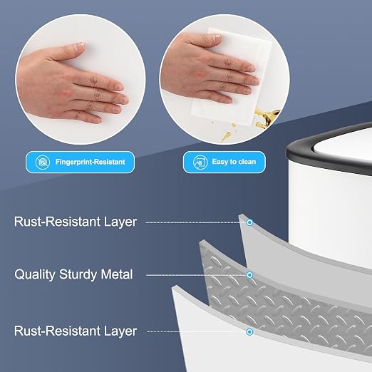 TrailBlaze Motion Sensor Trash Can, 14.5 Gal / 55 L Automatic Garbage Can with Soft-Close Lid and Handle, Touchless Rectangle Waste Basket for Kitchen, Bathroom, Bedroom, White(Without Inner Bucket)
