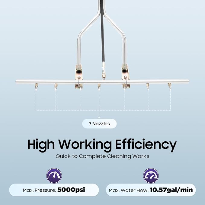 YIYIBYUS 39 inch Surface Cleaner Water Broom, Pressure Washer Surface Cleaner with 7 Nozzles 2 Extension Wand 4000 Psi for Concrete Driveway Roof Floor Cleaning Sidewalk Deck