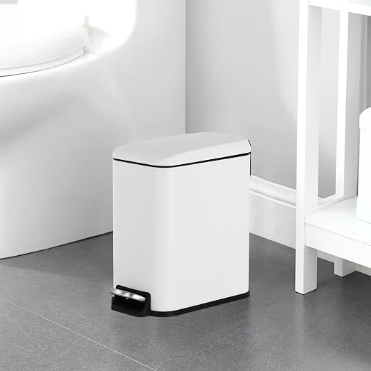 1.3 Gallon Small Kitchen Trash Can, Stainless Steel, Removable Plastic Inner Bucket, Foot Pedal, for Bathroom,(2 Set)