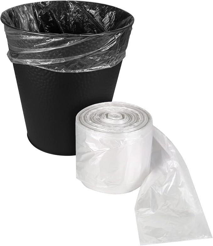 Blue donuts 4 Gallon trash bag liner 500 Count, Garbage bags, 17”x 18” Clear Leak proof Waste basket bin liners for bathroom, office and bedrooms