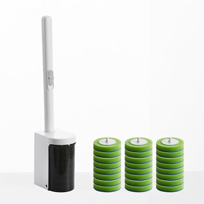 Disposable Toilet Brush,Toilet Bowl Brush and Holder with 24 Wand Refills | Wall Mounted,Quick Change Replacement Heads,for Bathroom Toilet