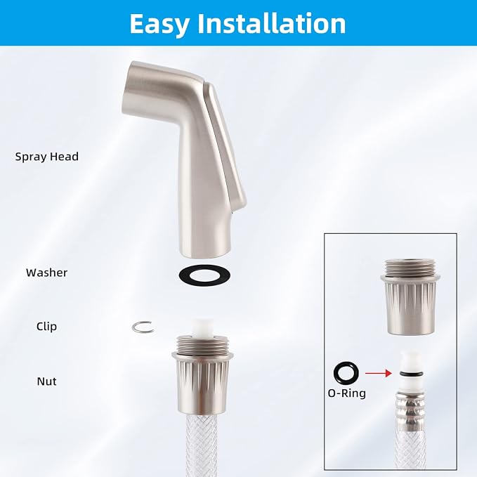 Universal Kitchen Sink Side Sprayer Head Replacement, Brushed Nickel Finish | NSF/ANSI/CAN 372 Certified, Sink Spray Attachment Compatible with Delta, Moen, Kohler OEM Brand, Sink Faucet Sprayer Head