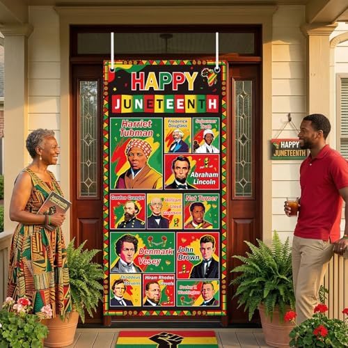 Juneteenth Door Cover Decorations - Happy Juneteenth Decorations for Party Office Home, African American June 19th 1865 Large Front Backdrop Banner Supplies Decor, 3x6 Ft