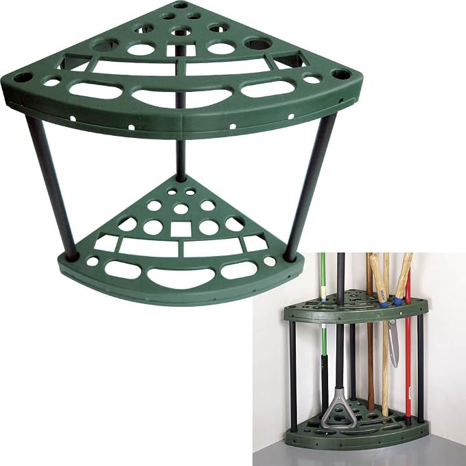 Garden Tool Organizer - Corner Storage Rack that Holds 18 Yard Tools and Broom Holder - Garage Organizers and Storage by Sto-Away
