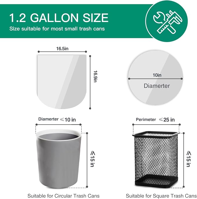 1.2 Gallon Small Bathroom Trash Bags, 90 Count Mini Garbage Bags | Unscented Wastebasket Bag, Clear Trash Can Liners