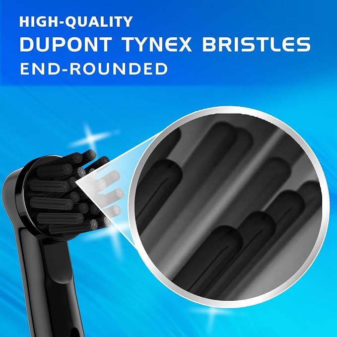 Cross bristles Brush Head for Oral B Electric Toothbrush,Black,8Pcs | Bamboo-Charcoal Infused Bristles,16 Degree Angled Bristles,Fit Braun Type 3756 3757 3744 3765 4729,Replace CrossAction Head