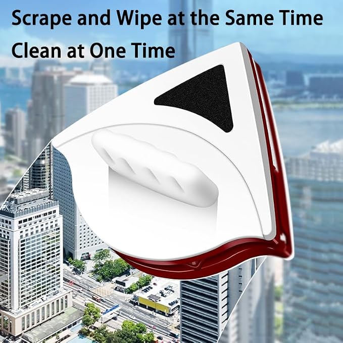 Window Cleaner, Magnetic Window Cleaner, Sponge Wiper Cleaning Brush Double Sided, Upgrade Magnetic Glass Cleaner Tool (Cyan (Applicable to 5-15mm))