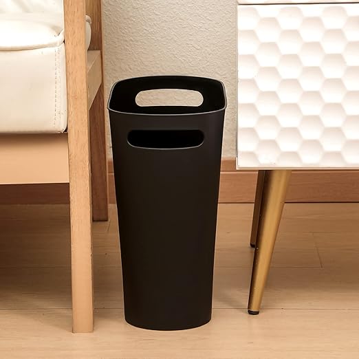 rejomiik Small Trash Can, Slim Garbage Can Plastic Waste Basket with Handles 3.5 Gallon Container Bin for Narrow Spaces Bathroom, Bedroom, Kitchen, Office at Home, 2 Pack Black | Plastic Waste Basket with Handles for Bathroom, Bedroom, Dorm, Kitchen, O...