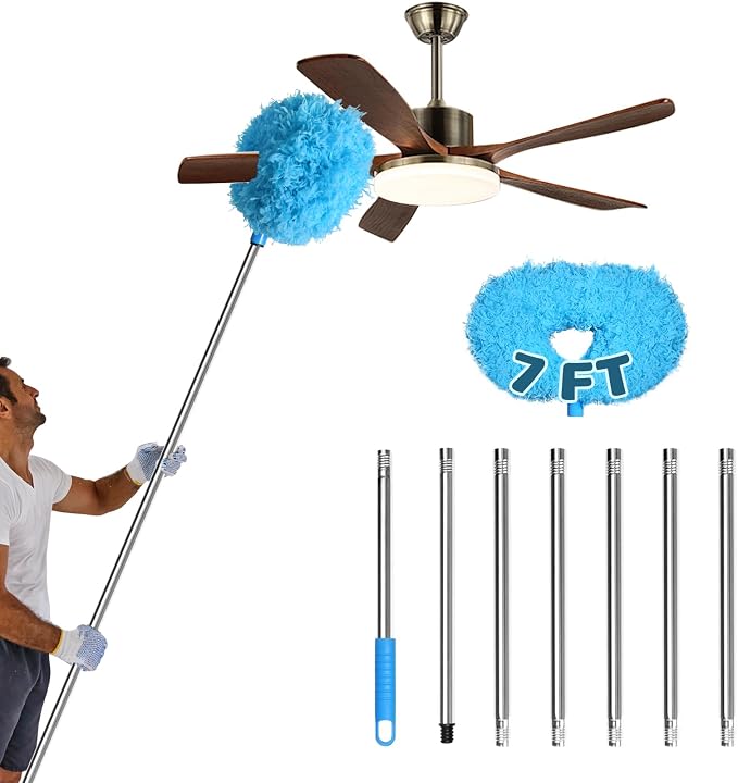 Storystore Ceiling Fan Cleaner Duster, Adjustable Microfiber Duster | 7FT Fan Cleaner with 13-78" Pole for Cleaning Fan Blades, Cobwebs, Walls, Doors and Windows, Brush for Dust Removal