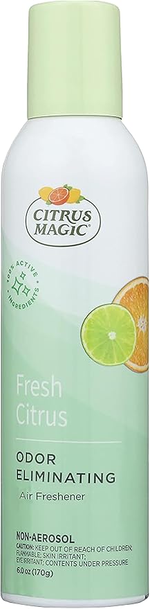 Citrus Magic Air Freshener Spray, Fresh Citrus, 6 Ounce | Odor Eliminator for Home, Up to 7 Hours of Freshness, Non-Aerosol, Citrus-Based Formula, Packaging May Vary