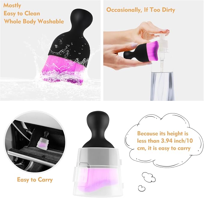 Car Interior Cleaning Brush Car Duster Interior with Ultra Soft Bristles | Auto Detailing Brushes Dusting Car Accessories for Dashboard, AC Vents, Leather, Scratch-Free (2P_DoublePurple)