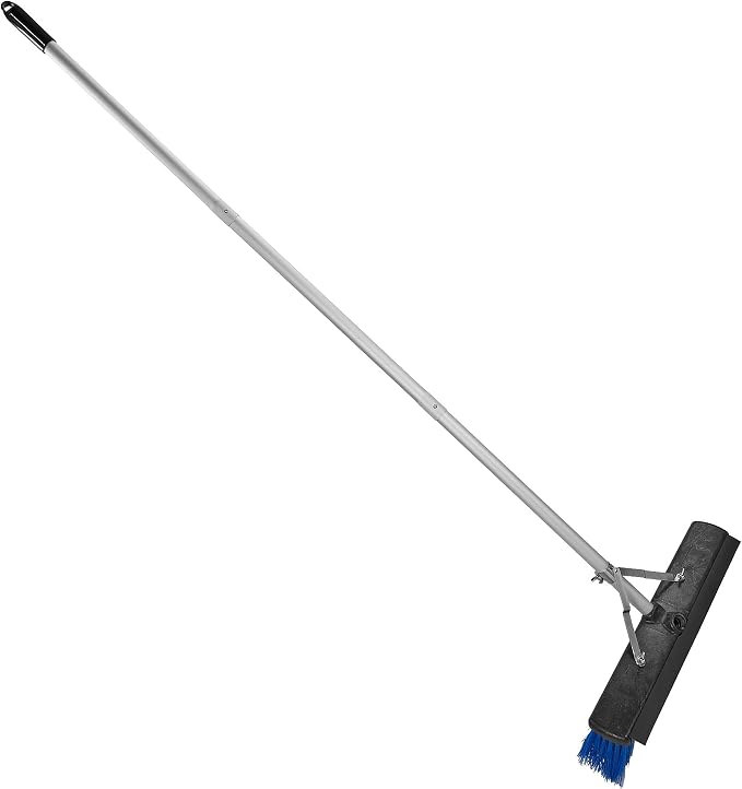 SPARTA 3621961814 Sweep Complete Aluminum Handle Floor Sweep with Squeegee, Plastic Bristles, 18" Length, 3" Bristle Trim, Blue