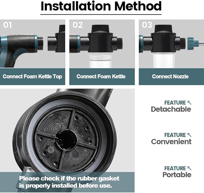 High Pressure Garden hose Nozzle, Hose Sprayer with Soap Dispenser | Soap Sprayer for Garden Hose, Adjustable Nozzle for Gardening, Solar Panel Cleaning, Pet Showering