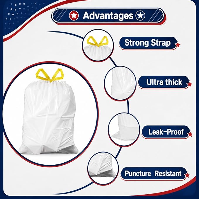 21 Gallon 120 Count Kitchen Drawstring Trash Bags, Coreless Roll | Big Tall heavy duty Drawstring Garbage Bags, Tear-Resistant Unscented for Kitchen & Household & Office.