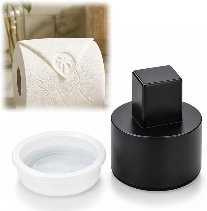 Toilet Paper Stamp Seal Press with Water Reservoir, Palm Tree | Palm Tree stamp, 1.18 in toilet tissue embosser for guest baths, rentals, hotels, staging