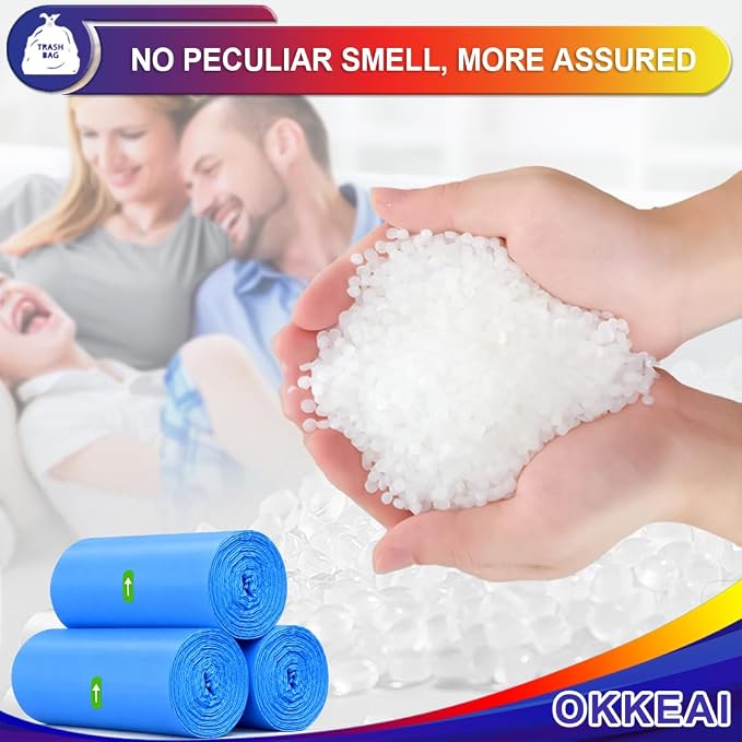 OKKEAI 8 Gallon Kitchen Trash Bags, 30L Blue Garbage Bags, 60 Count | Strong and Tear-Resistant Trash Bags for Kitchen Bins, Fits Most 7-10 Gallon Cans