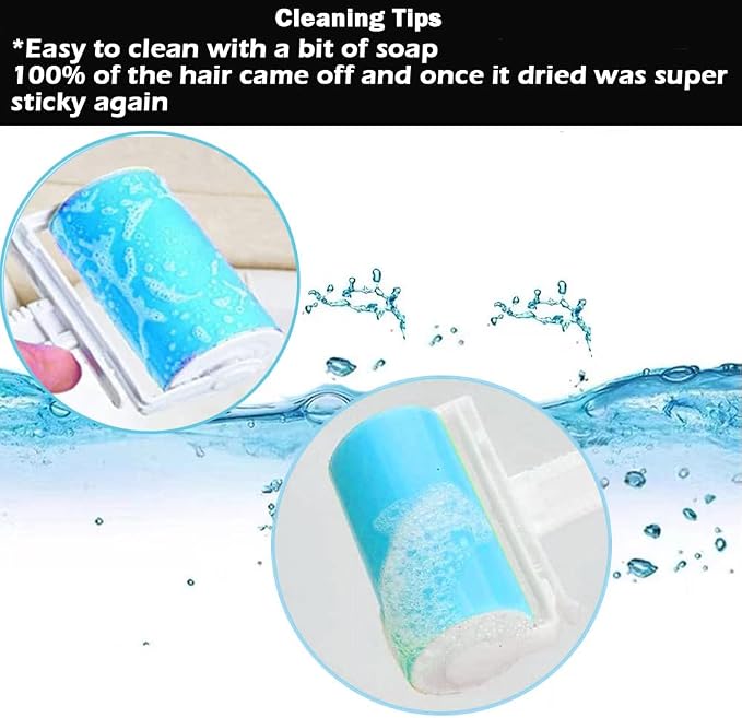 NUOBUT Reusable Sticky Lint Roller, 2 Large & 2 Mini, 4 Pack | Washable Pet Hair Remover for Clothes, Travel and Home, Sticky Surface Removes Lint and Dust, with Protective Cover