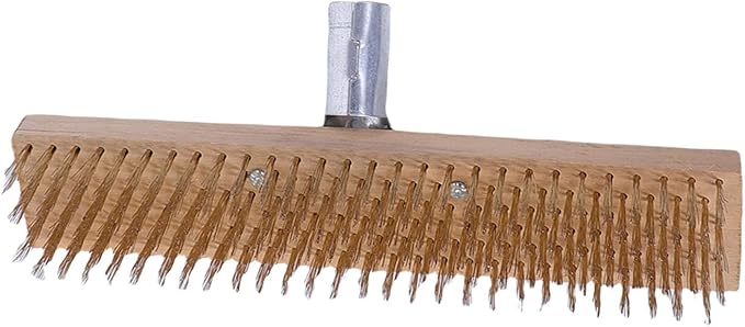 Zerodis Brushes Scrub Brush Outdoor Tool Deck Brush with 48.8 Inch Adjustable Handle Moss Grime Remover for Patio Concrete Garage Floors Stainless Steel Wire Stainless (30cm / 11.8in)