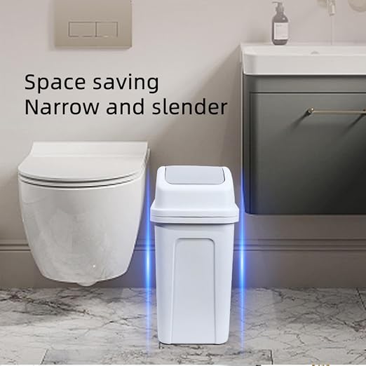 5.5 Gallon Pink Trash Can with Swing Lid, Small Slim Compact Plastic Bathroom Garbage Can,Easy to Clean,Detachable Trash Bin for Bedroom,Kitchen,Restroom,Dorm Room,Bathroom,Office