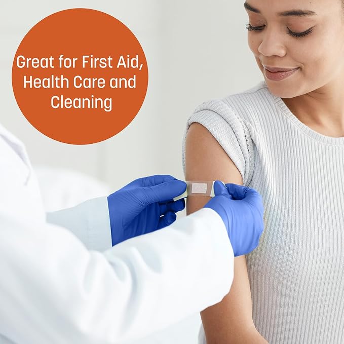 Nitrile Exam Gloves, Blue, Powder-Free, Disposable Gloves for Medical Care, First Aid, Cleaning, Food Prep