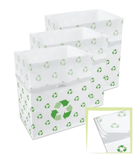 Clean Cubes 13 Gallon Multi-Liner Pop-Up Trash Cans, 3-Pack (Recycle) | 3 Stacked Liners Per Bin, 9 Uses Per Pack, Swap Liners Without Touching Trash, No Assembly, Wire-Reinforced Opening