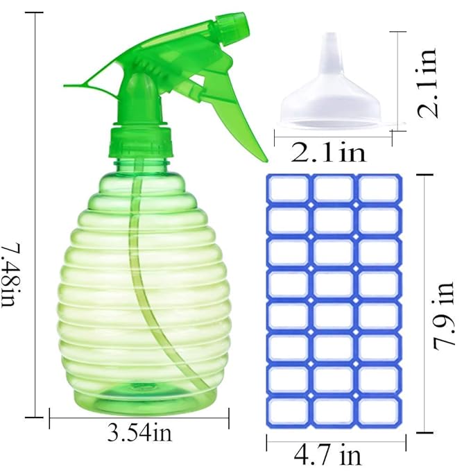 Spray Bottles - 3 Pack, 16 oz - Mist/Stream Bright Colors for Cleaning | Sturdy, Leak Proof, BPA Free, For Plants, Pet, Vinegar, BBQ, Hair, Cooking - Perfect Size, Easy to Use. With Labels, Funnel