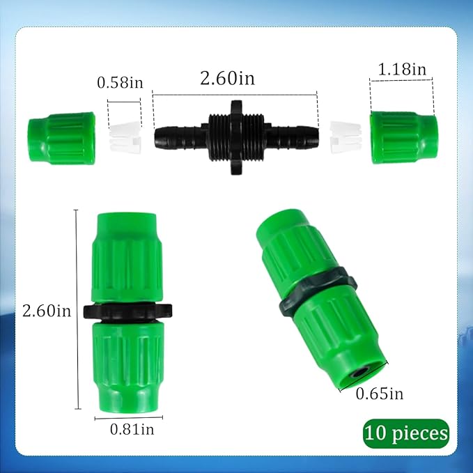 10 Sets Expandable Garden Hose Repair Kit, Dual-Channel Hose Female Male Connectors Accessories Plastic Flex Hose Repair Kit Will Repair ⅝ ", and ½ " Garden Hose Fitting