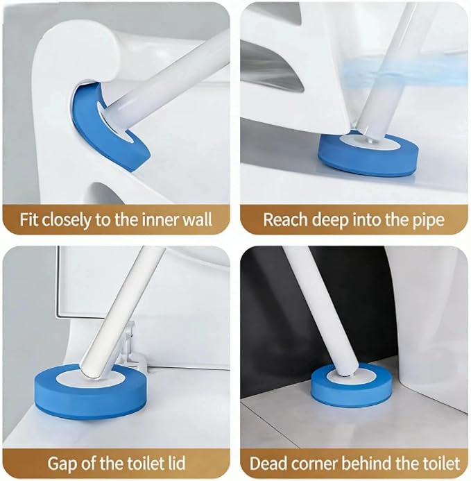 RV Toilet Brush, RV Accessories, Wall Mount Toilet Brush, 16 Toilet Refills | RV Toilet Brush and Holder Set, Hands Free Toilet Brush, One-Button Release, Compact Design, Camper Essentials