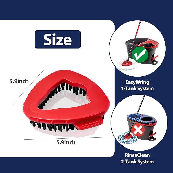 Spin Mop Scrub Brush Head Compatible with EasyWring 1-Tank System, 2 Pack | Heavy Duty Scrubbing Brush Attachment, Removes Stubborn Dirt & Grime, Ideal for Tile, Tub, Bathroom and Kitchen Floor