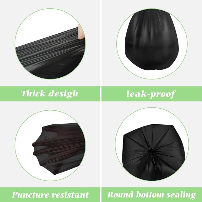 8 Gallon 130 Counts Strong Trash Bags Garbage Bags by RayPard, fit 30 Liter Kitchen Waste Basket, Medium Trash Bags Can Liners for Home Office Kitchen Bathroom Bedroom, Black