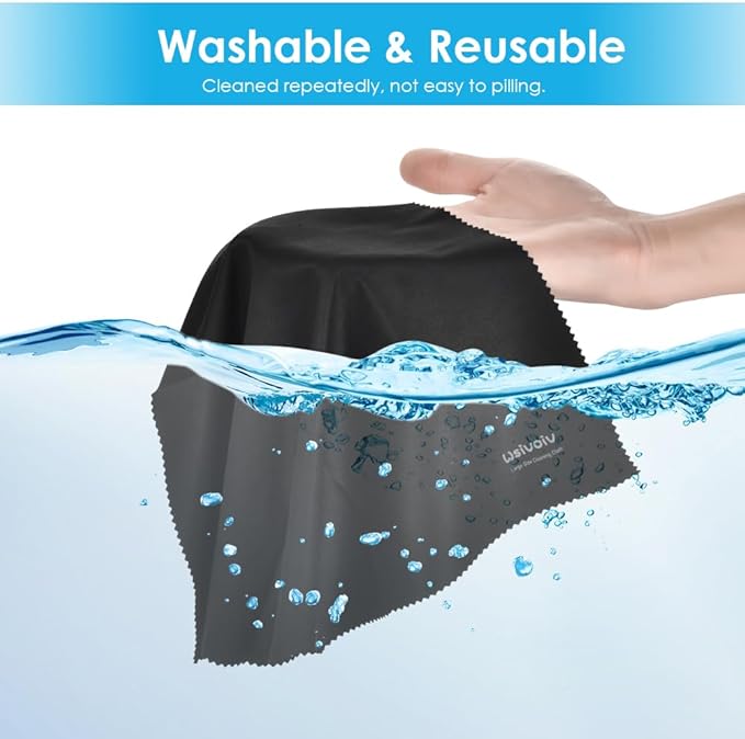 6PCS Large Eyeglass Cleaning Cloths, 12 x12 in Screen Cleaner | Large Size, Individually Wrapped, Easier to Grip and Use, Premium Microfiber Cleaning Cloth for Glasses, TV, Laptop Screens