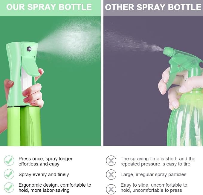 Spray Bottle For Hair,Continuous Spray Bottle, Empty Spray Bottles – Recycled Hair Misting Sprayer for Styling, Cleaning, Plants, Barbers (Green)