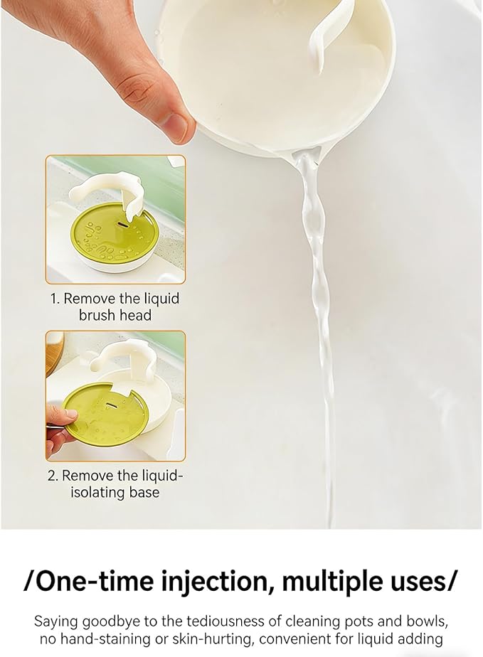 Dish Scrubber with soap Dispenser,ABS Bristle Material,Kitchen Brush with Holder for Pot Pan Sink Cleaning Green