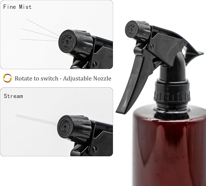 OFFIDIX 360°Plant Spray Bottle, 2 Pack/16 oz Amber Plastic Plant Mister | Fine Mist and Stream Setting, 470ml Water Empty Spray Bottles Mister for Hair, Cleaning, Plants, Upside Down Watering Can