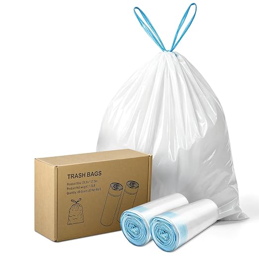 Ducksky Heavy Duty 13-Gallon / 40-60 Liter, 40 Count Drawstring Trash Bags– Extra Strong, Unscented, Leak-Proof & Puncture-Resistant, for Kitchen & Home, Odor-Controlling Seal