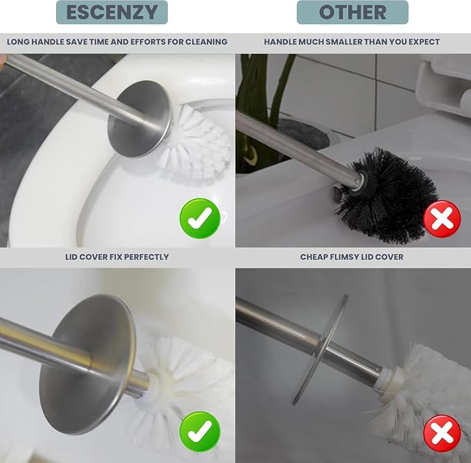 Escenzy Mermaid Toilet Brush and Holder Set | Mosaic Glass Decorative Holder | 304 Stainless Steel Toilet Bowl Brush | Luxury Mermaid Bathroom Decor