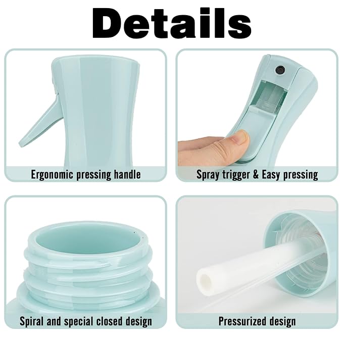 Spray Bottle for Hair (6.8OZ /200ML) Continuous Ultra Fine Mist Sprayer for Hair, Salons, Barber, Plants, Skin Care, Cleaning 1 Pack BLUE
