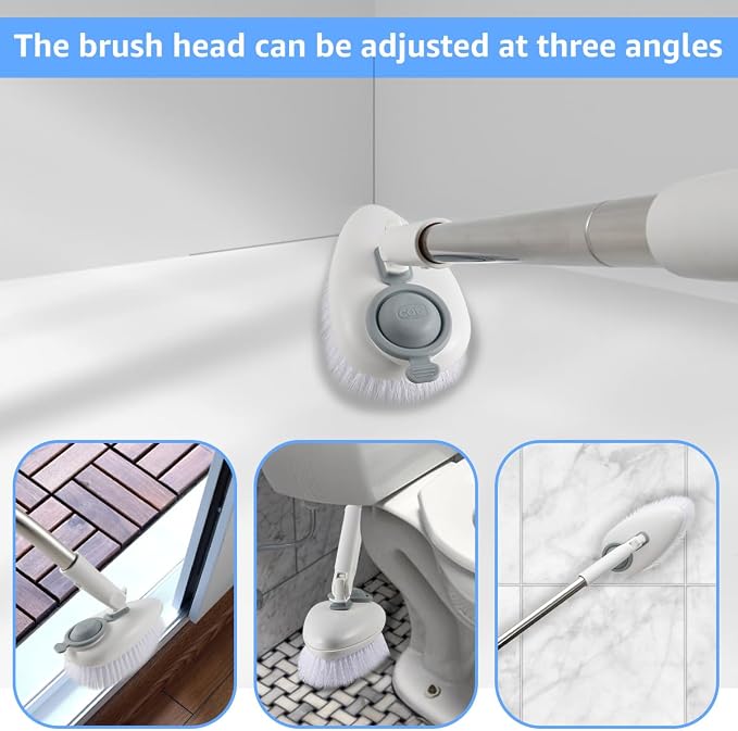 Shower Cleaner Brush Tub and Tile Scrubber with Soap Dispenser Shower Scrubbing Brush with 55.1 Inch Long Handle Bathroom Cleaning Brush with Adjustable Brush Head Floor Scrubber for Bathtub Tile