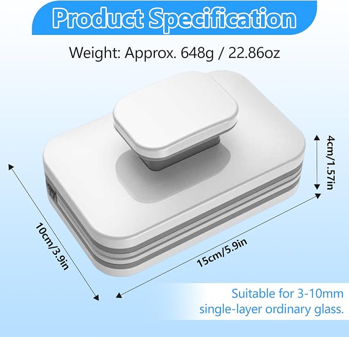 Magnetic Window Wiper Cleaner, Double Glazed Magnetic Window Cleaner Adjustable Double-Side Glass Cleaning Accessory for Home High-Rise Glass Use