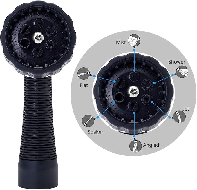Water Hose Nozzle Spray Nozzle, Metal Garden Hose Nozzle with Adjustable Spray Patterns, Perfect for Watering Plants, Washing Cars and Showering Pets